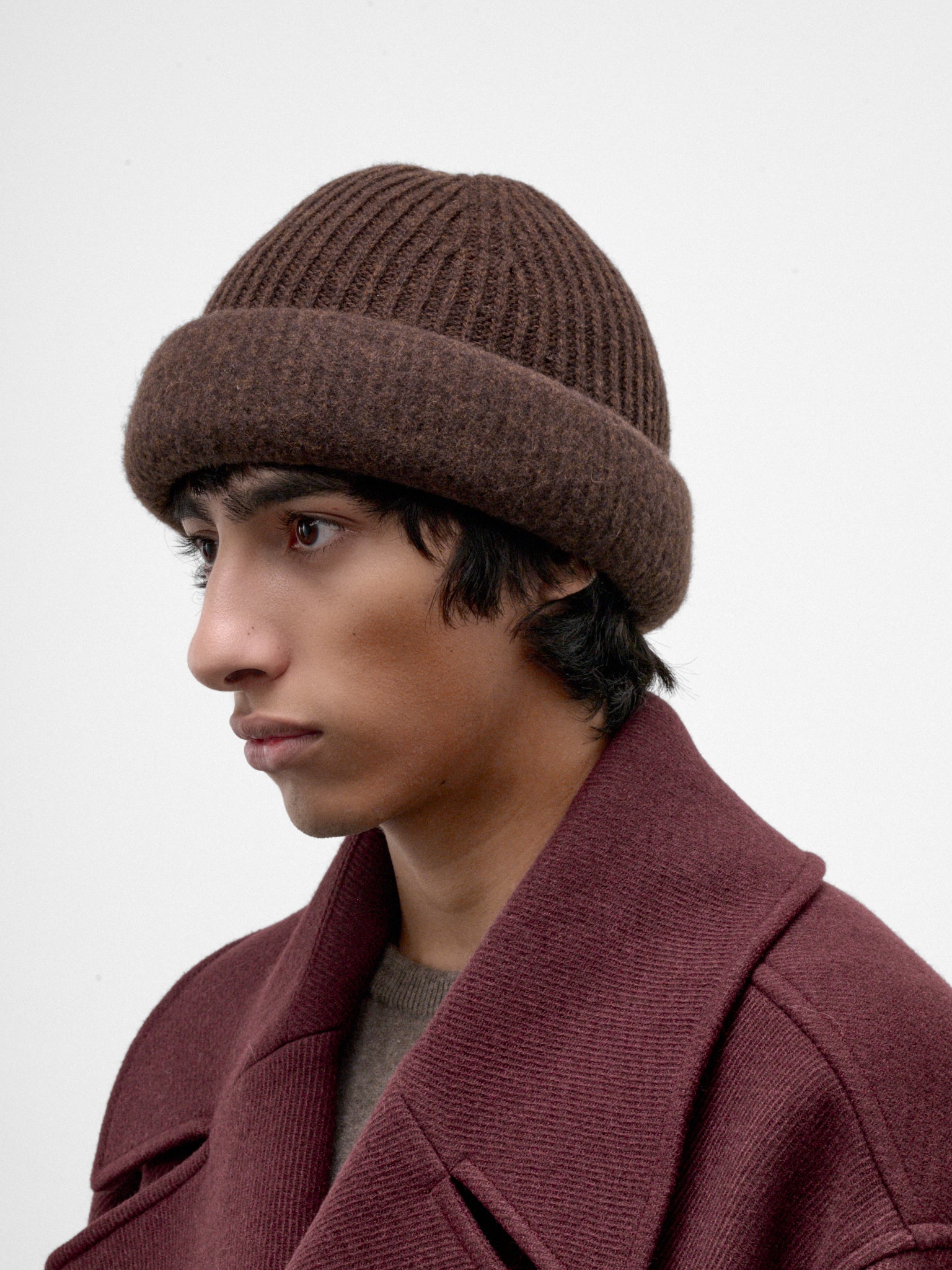 Brown Wool Knit Beanie (HMMD77042A-MEDIUM-BROWN)