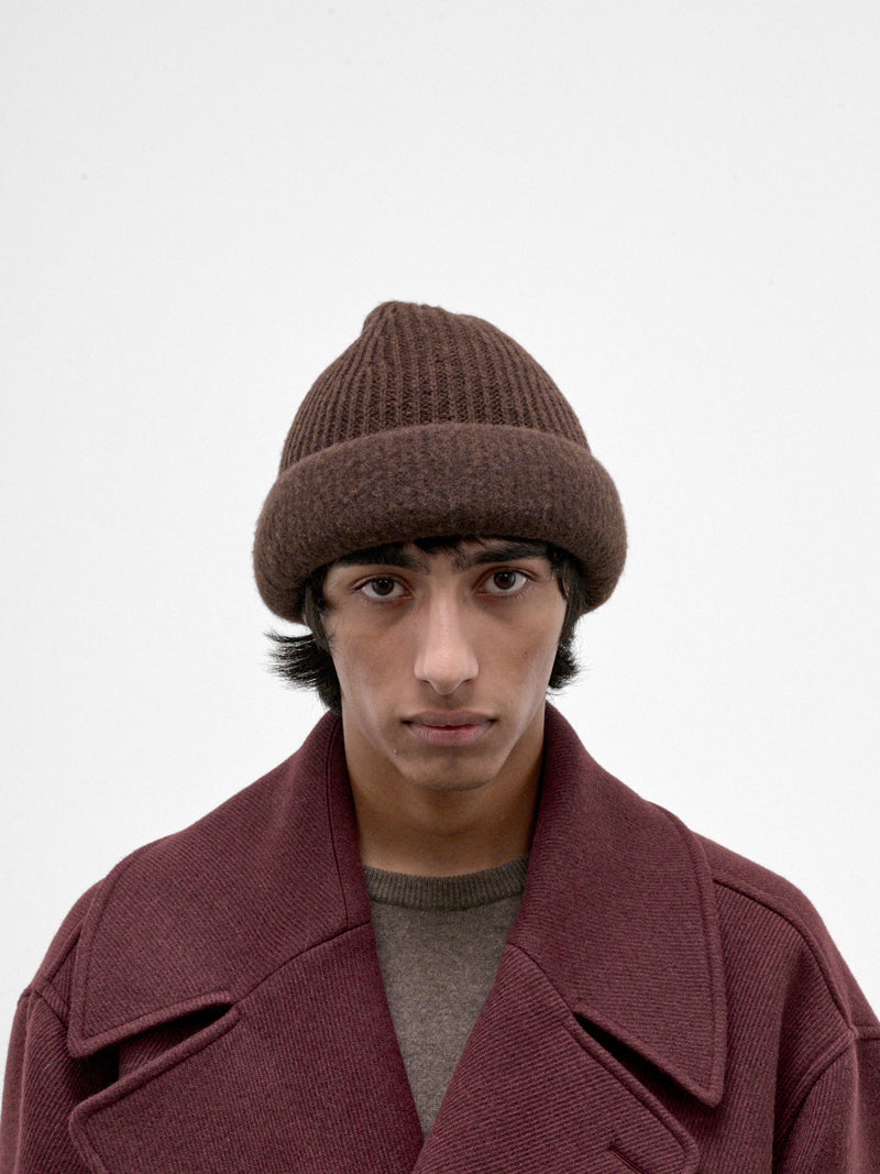 Brown Wool Knit Beanie (HMMD77042A-MEDIUM-BROWN)