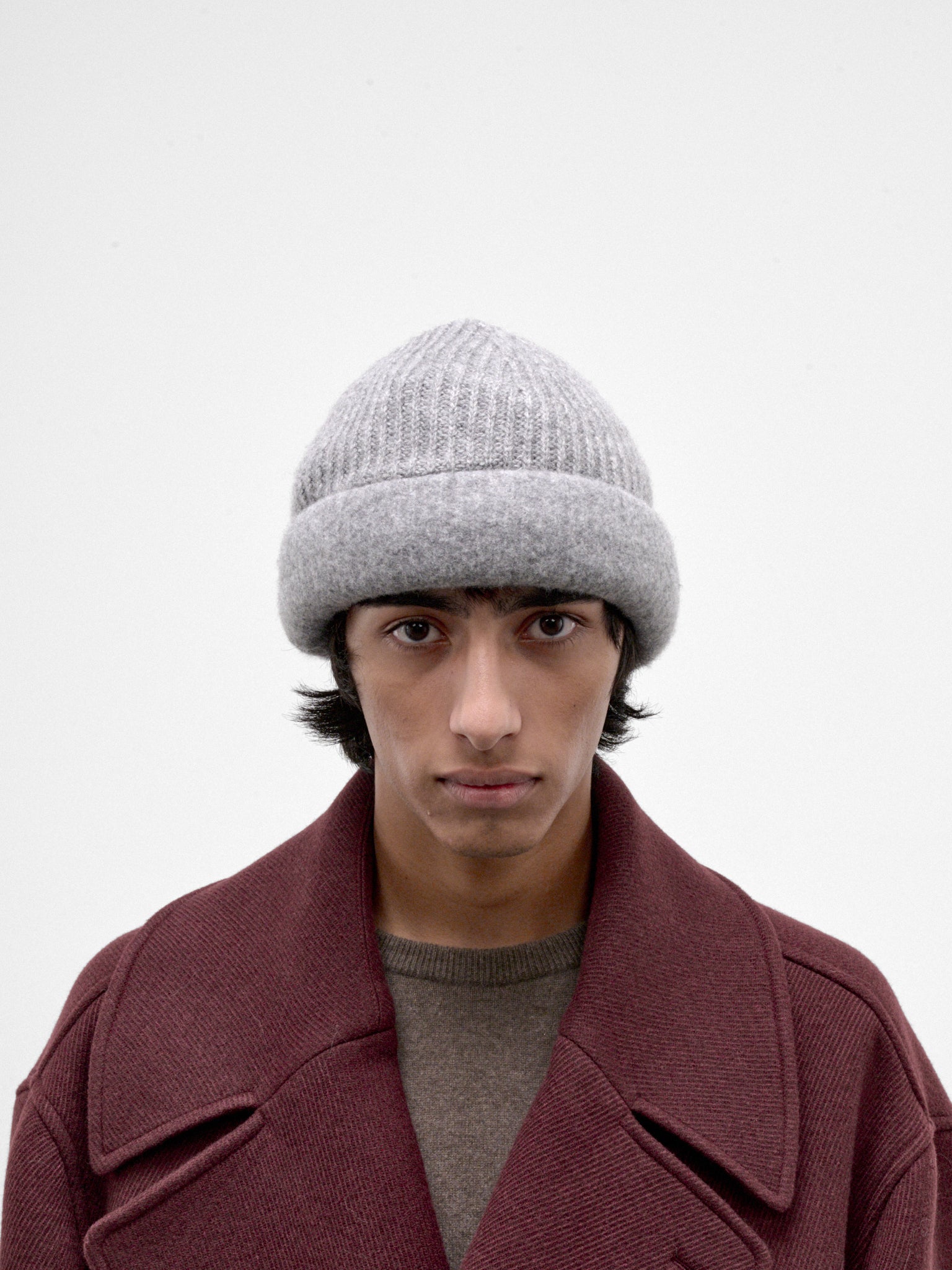 Gray Wool Knit Beanie (HMMD77042A-MEDIUM-GREY)