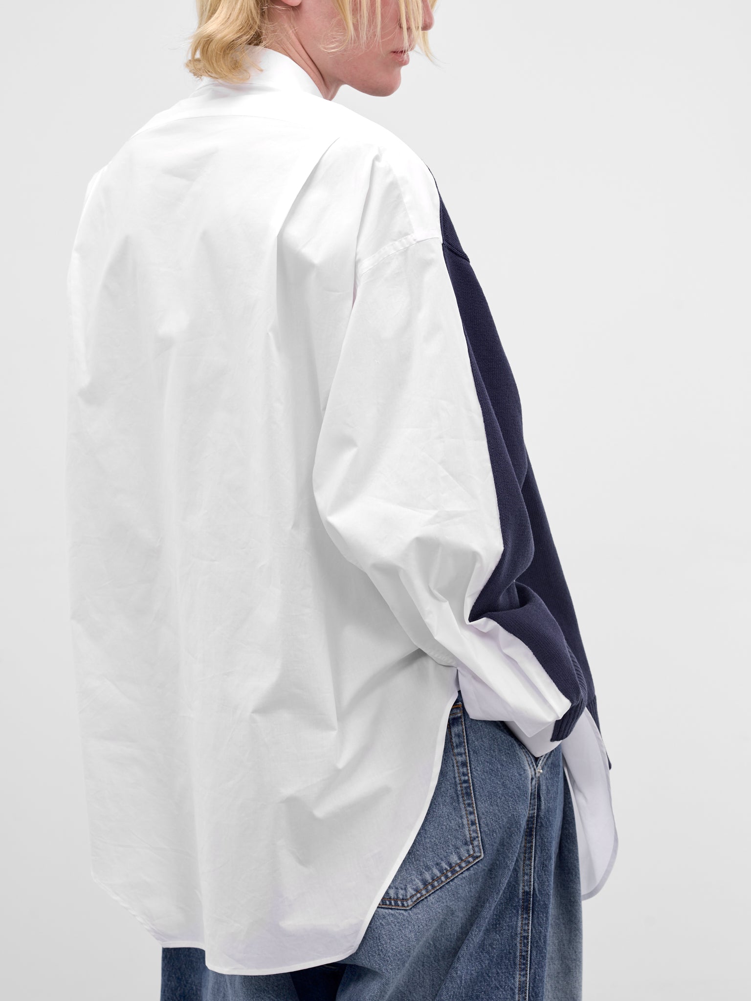 Trompe L'oeil Layered Sweater Shirt (HMMC60041M-HC272-WHITE)