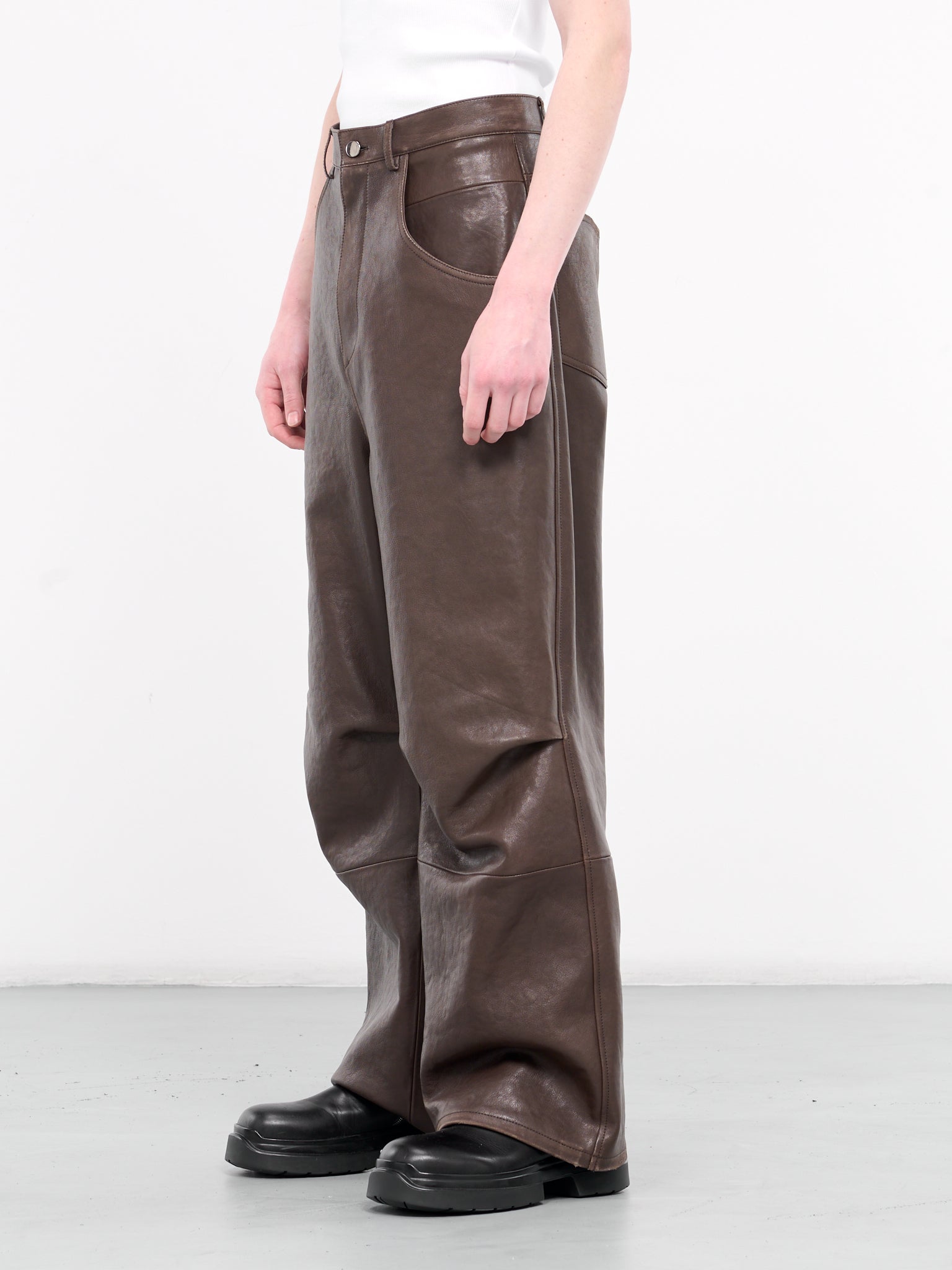 Wide Leg Leather Pants (HMMY80002A-HY810-BROWN)