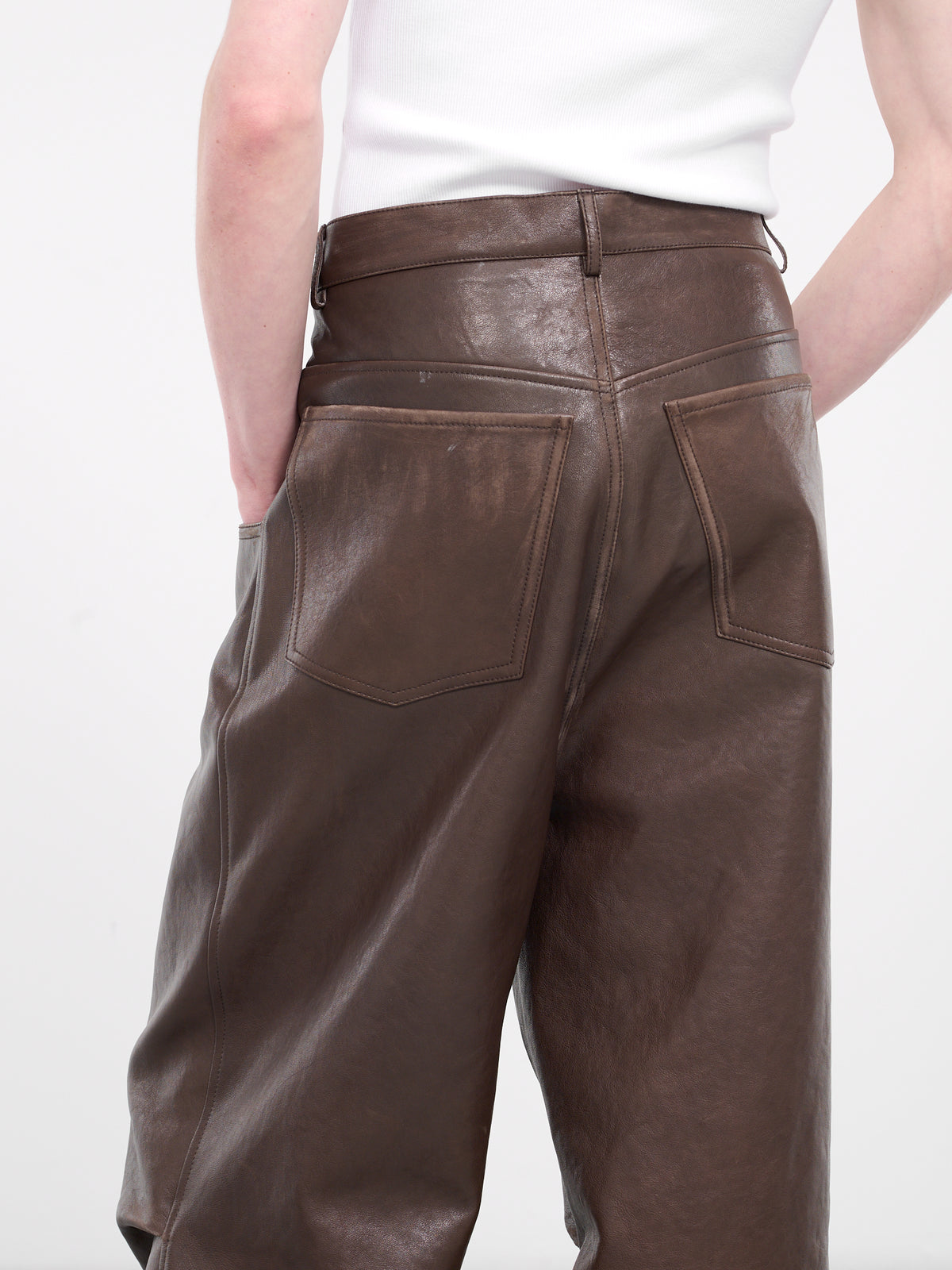 Wide Leg Leather Pants (HMMY80002A-HY810-BROWN)