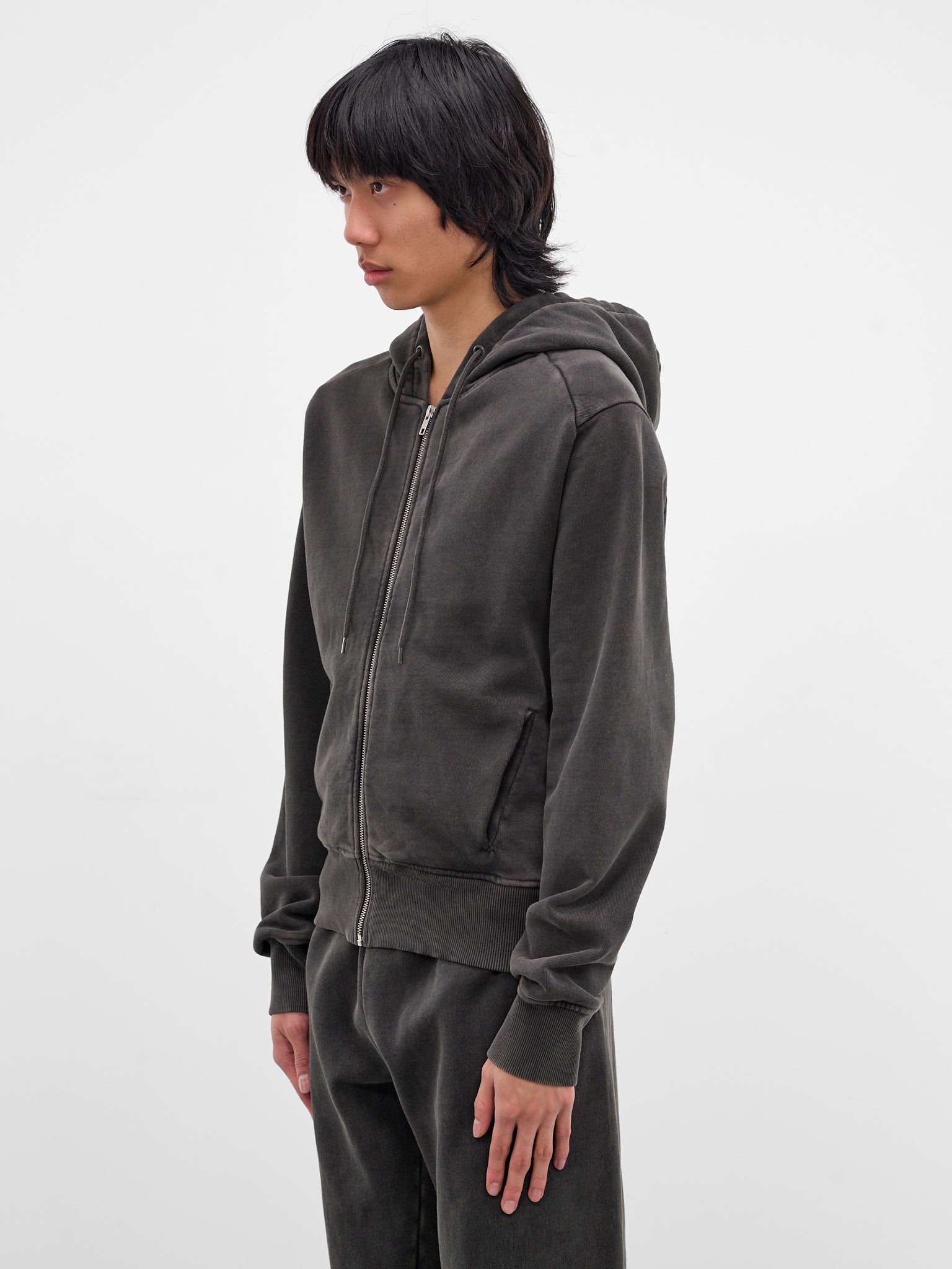 Washed Black Cotton Zip-Up Hoodie (HO01012-WASHED-BLACK)