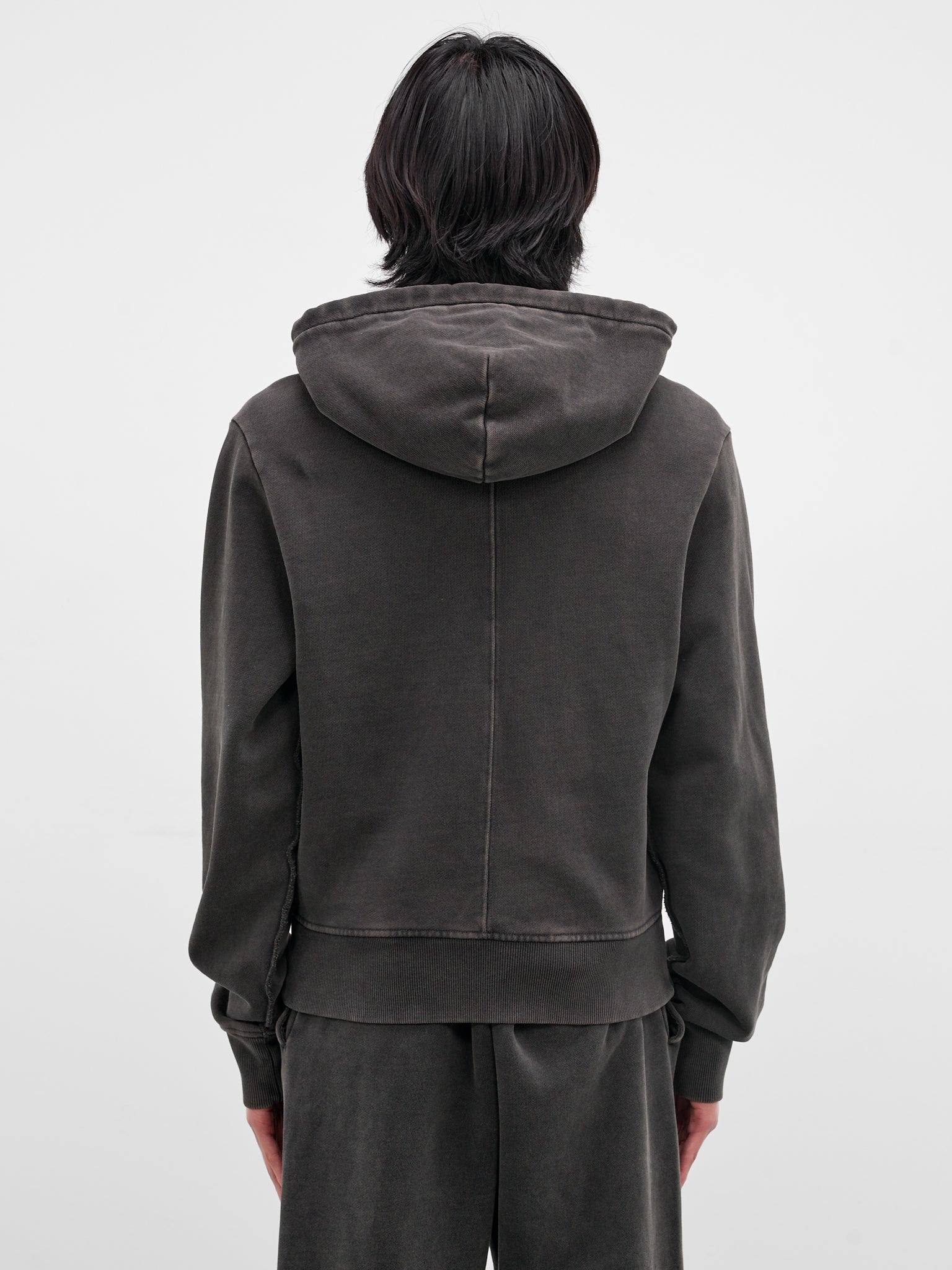Washed Black Cotton Zip-Up Hoodie (HO01012-WASHED-BLACK)