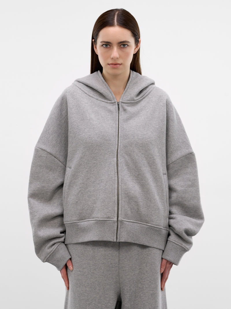 Gray Oversized Full Zip Hoodie (HO03012-GREY-MARLE)
