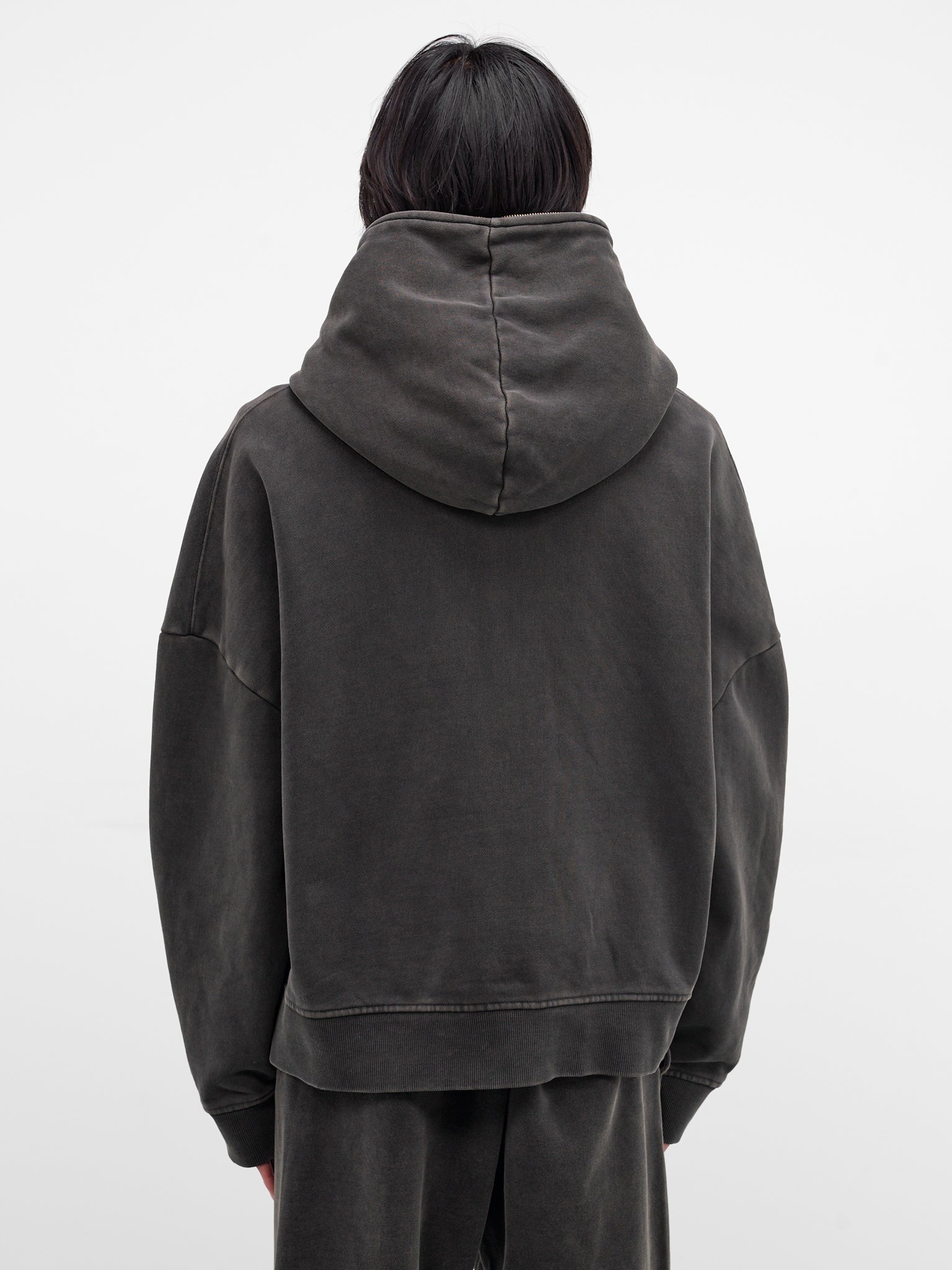 Washed Black Oversized Zip-Up Hoodie (HO03012-WASHED-BLACK)