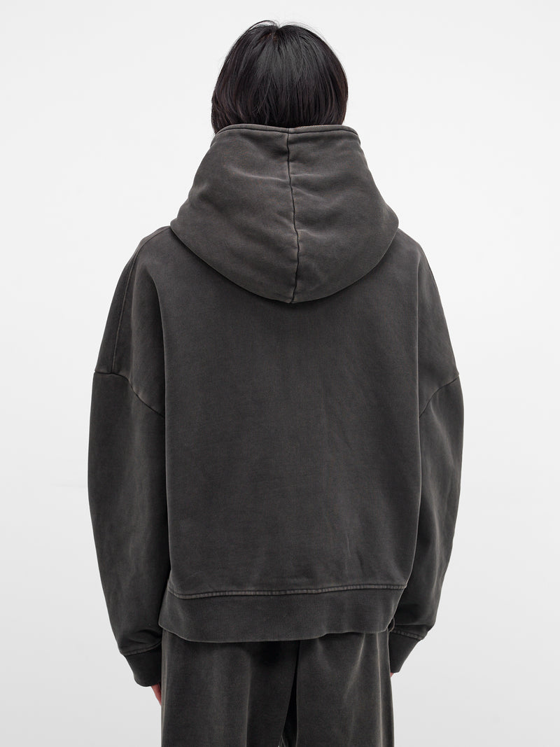Washed Black Oversized Zip-Up Hoodie (HO03012-WASHED-BLACK)