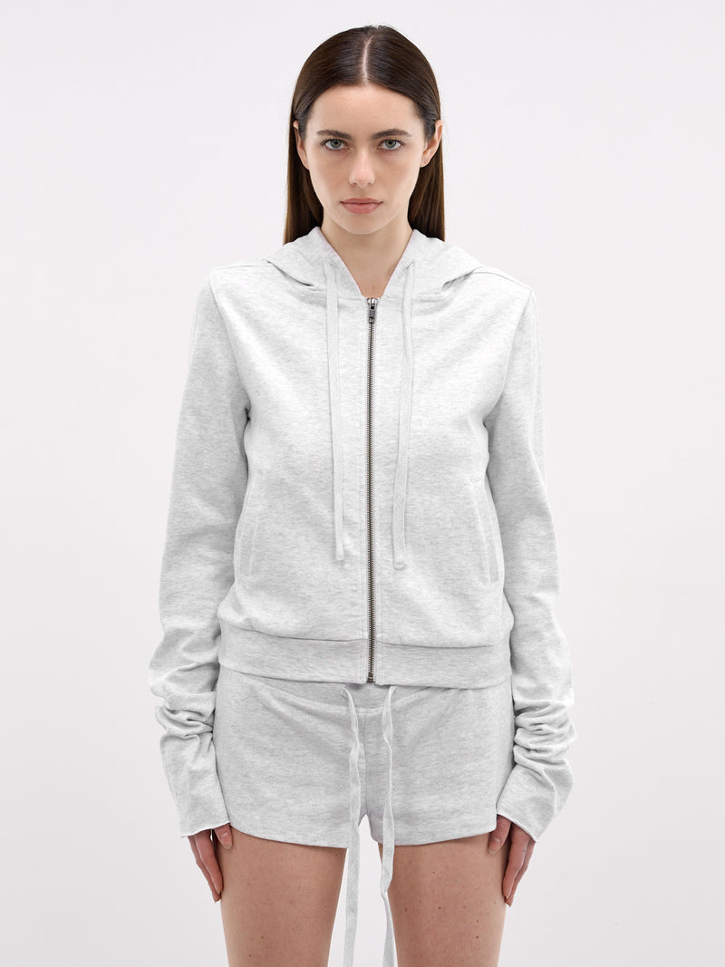 Gray Cotton Cropped Zip Hoodie (HO05012-HEATHER-GREY)