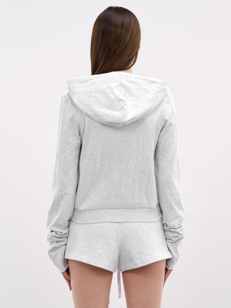Gray Cotton Cropped Zip Hoodie (HO05012-HEATHER-GREY)