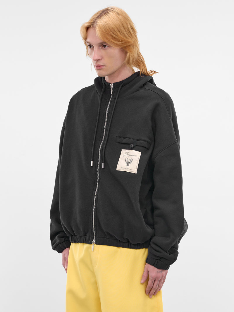 Navy Embroidered Rosemary Zip Hoodie (HOM00302AJ00262-DARK-NAVY)