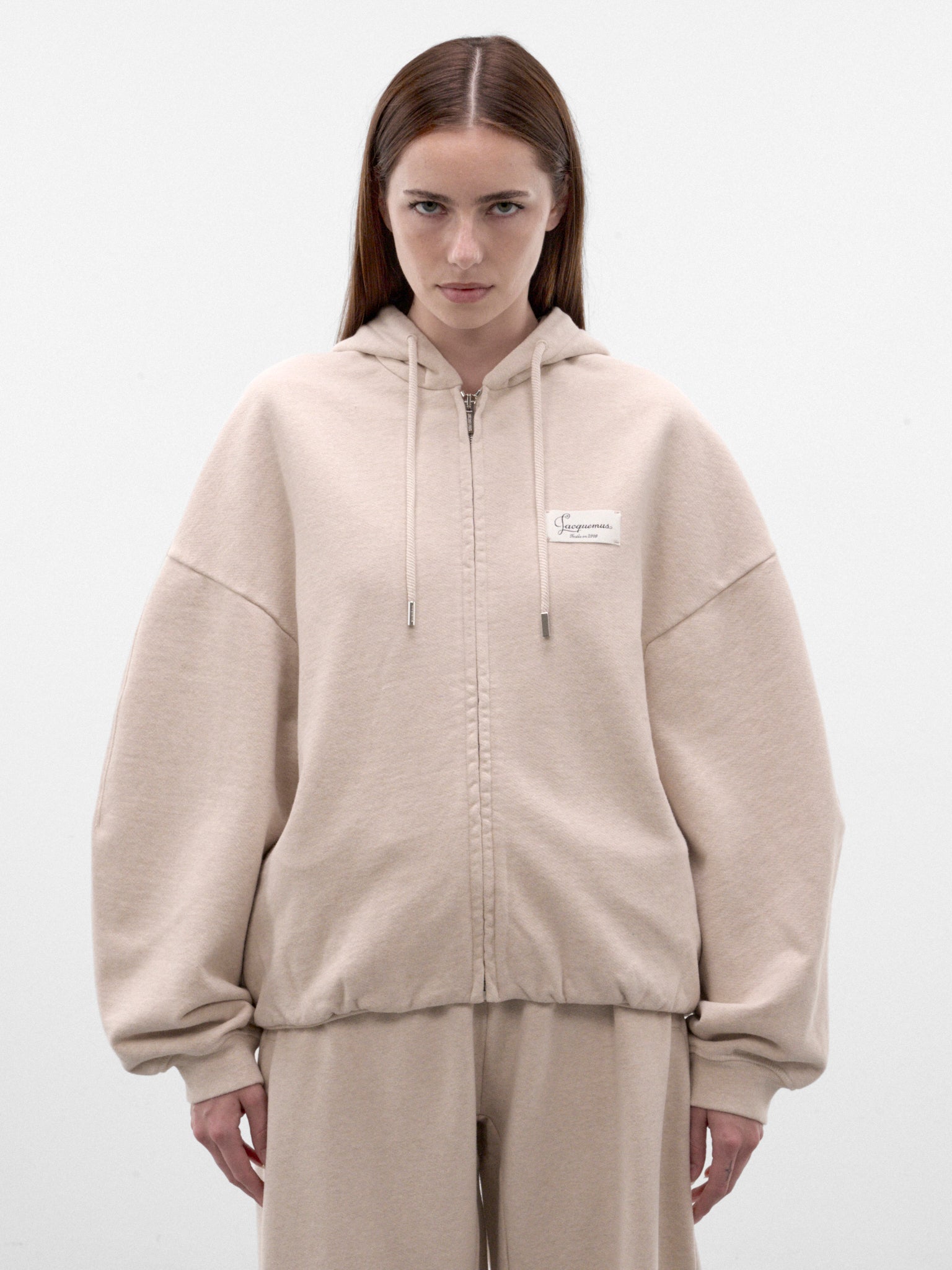 Beige Cotton Corso Zip Hoodie (HOU00314AJ00325-BEIGE)