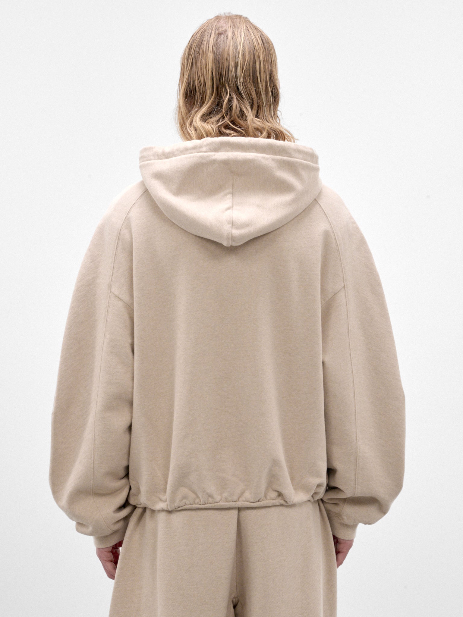 Beige Cotton Logo Zip Hoodie (HOU00314AJ00325-BEIGE)