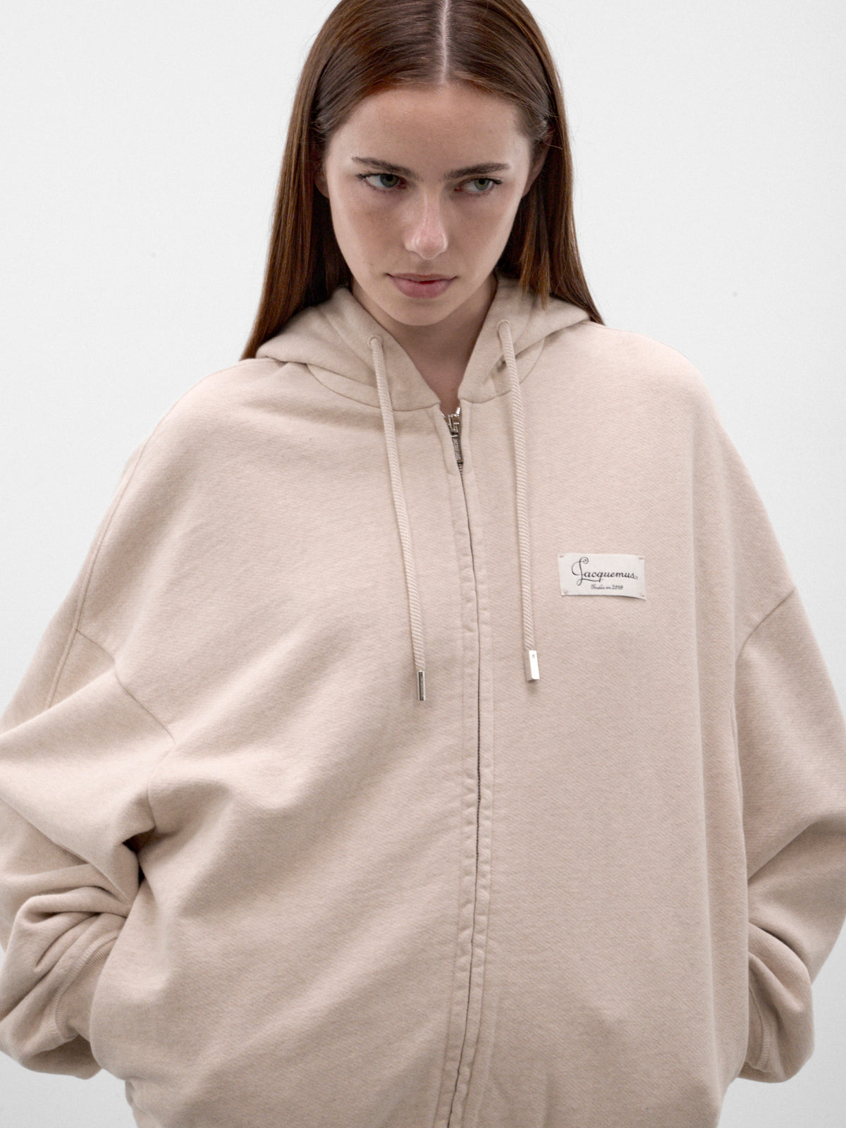 Beige Cotton Corso Zip Hoodie (HOU00314AJ00325-BEIGE)