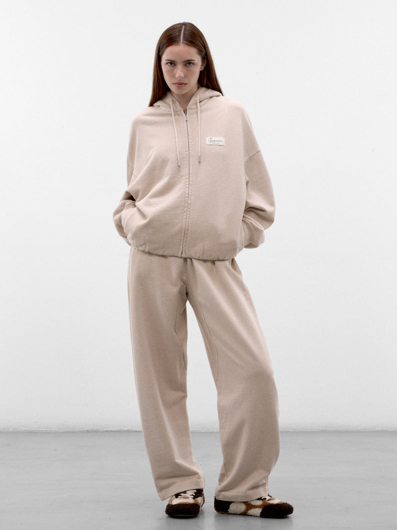 Beige Cotton Corso Zip Hoodie (HOU00314AJ00325-BEIGE)