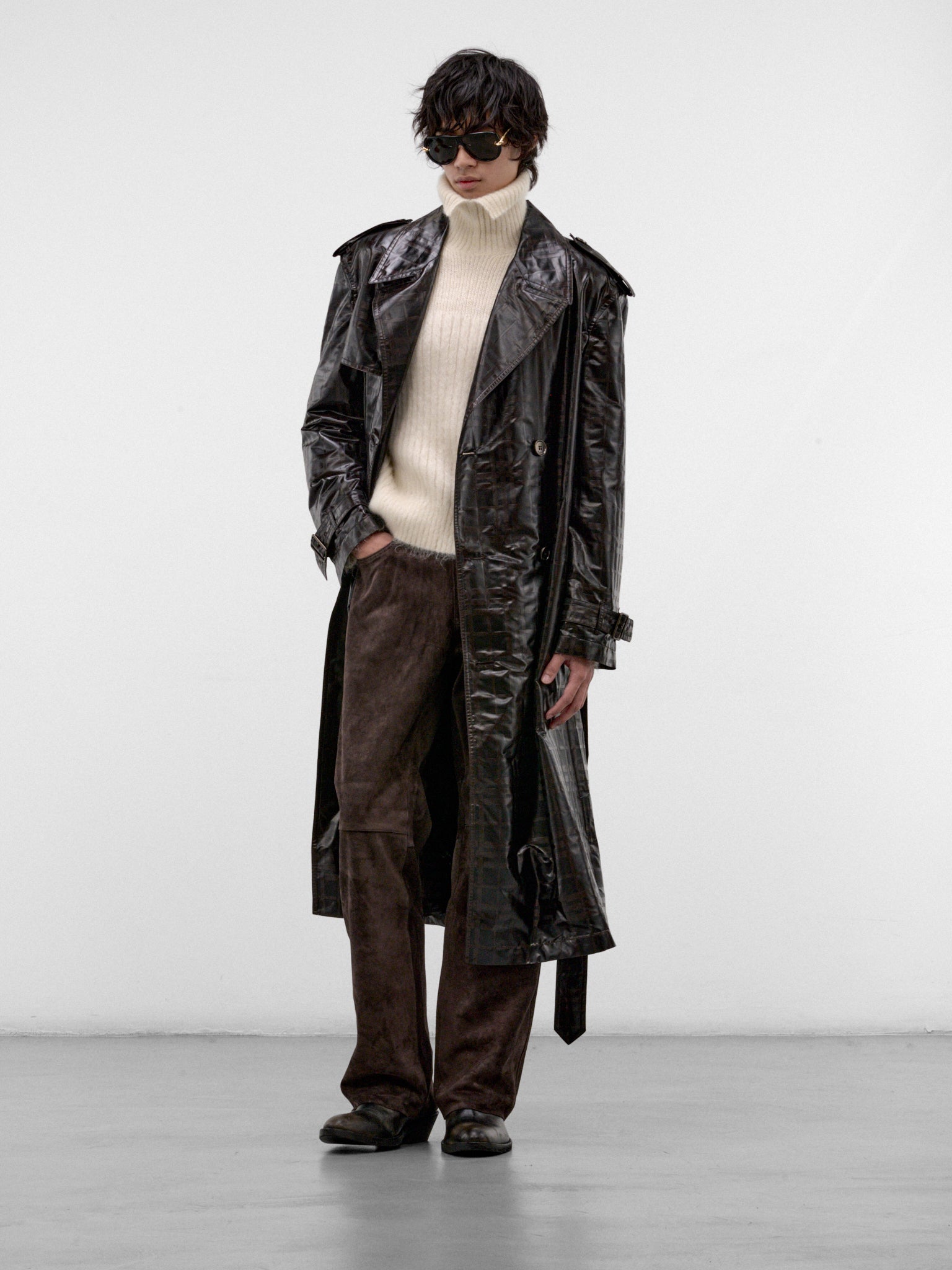 Treacle Check Hoxton Trench Coat (HOXTON-C7139-TREACLE-BROWN-PAT)