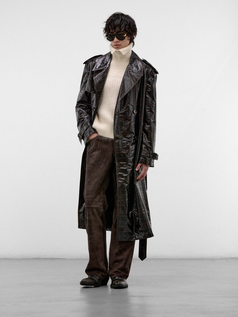 Treacle Check Hoxton Trench Coat (HOXTON-C7139-TREACLE-BROWN-PAT)