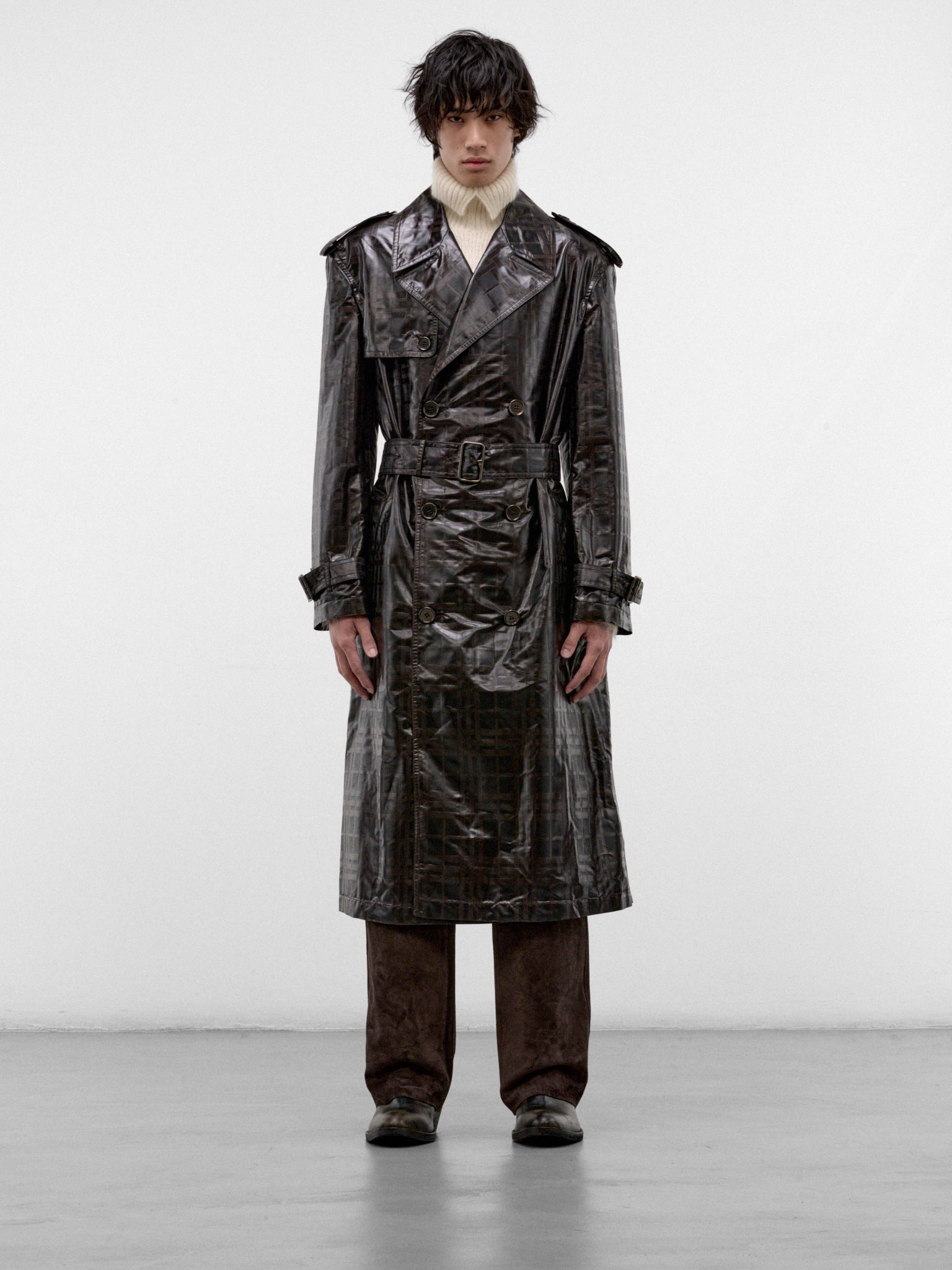 Treacle Check Hoxton Trench Coat (HOXTON-C7139-TREACLE-BROWN-PAT)