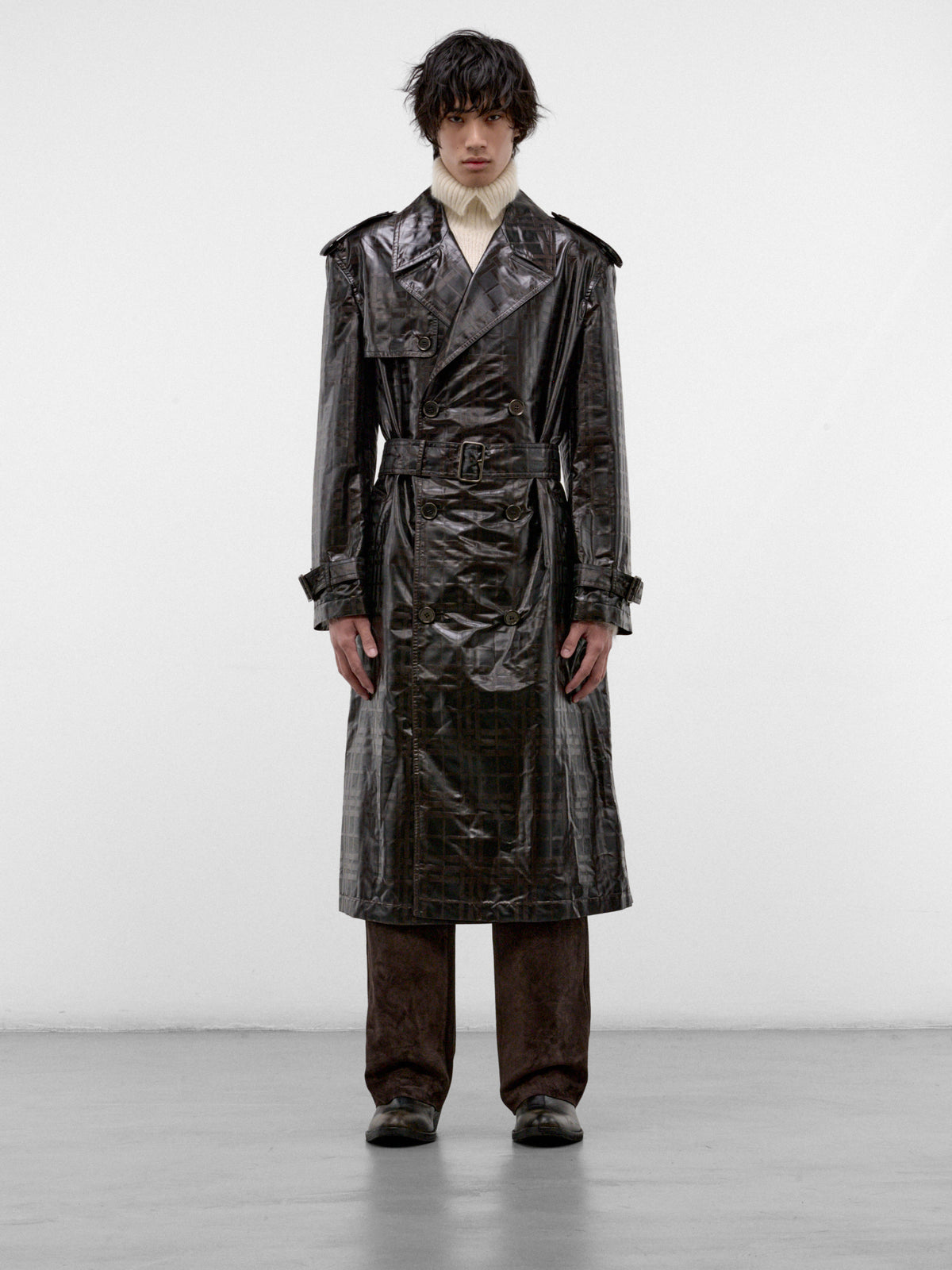 Treacle Check Hoxton Trench Coat (HOXTON-C7139-TREACLE-BROWN-PAT)