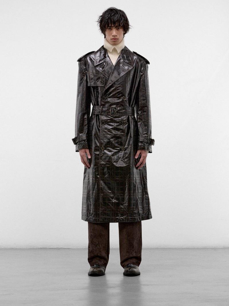 Treacle Check Hoxton Trench Coat (HOXTON-C7139-TREACLE-BROWN-PAT)