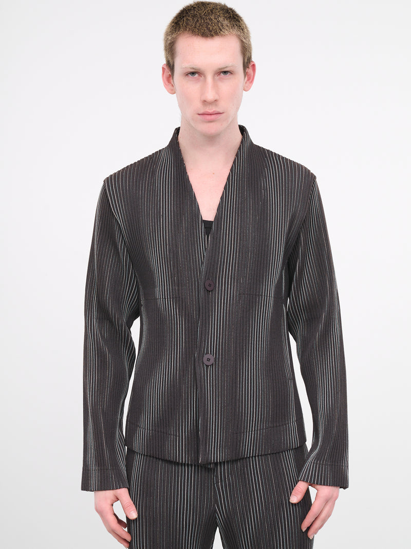 Tweed Pleats Jacket (HP38FD320-44-BROWN)