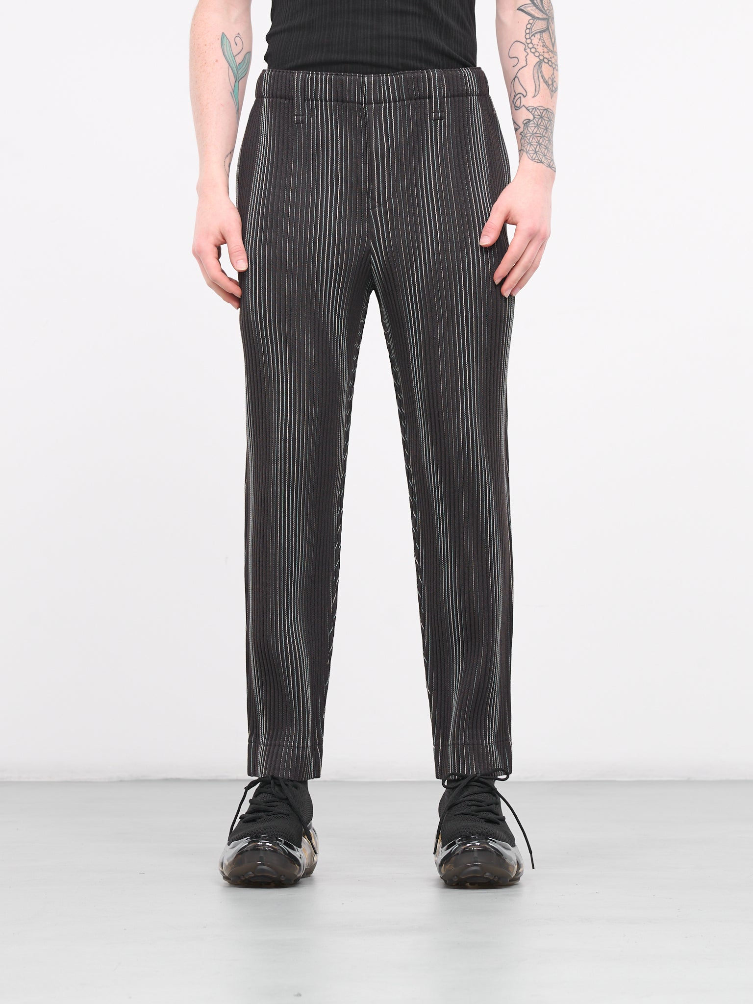 Tweed Pleats Trousers (HP38FF323-44-BROWN)