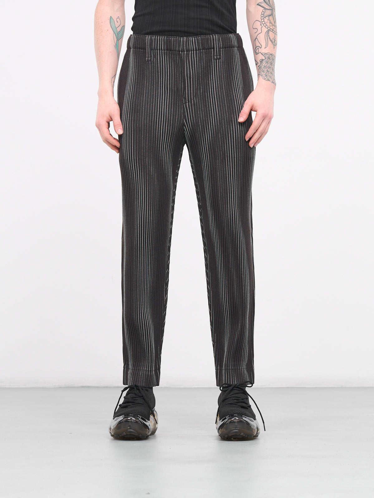 Tweed Pleats Trousers (HP38FF323-44-BROWN)