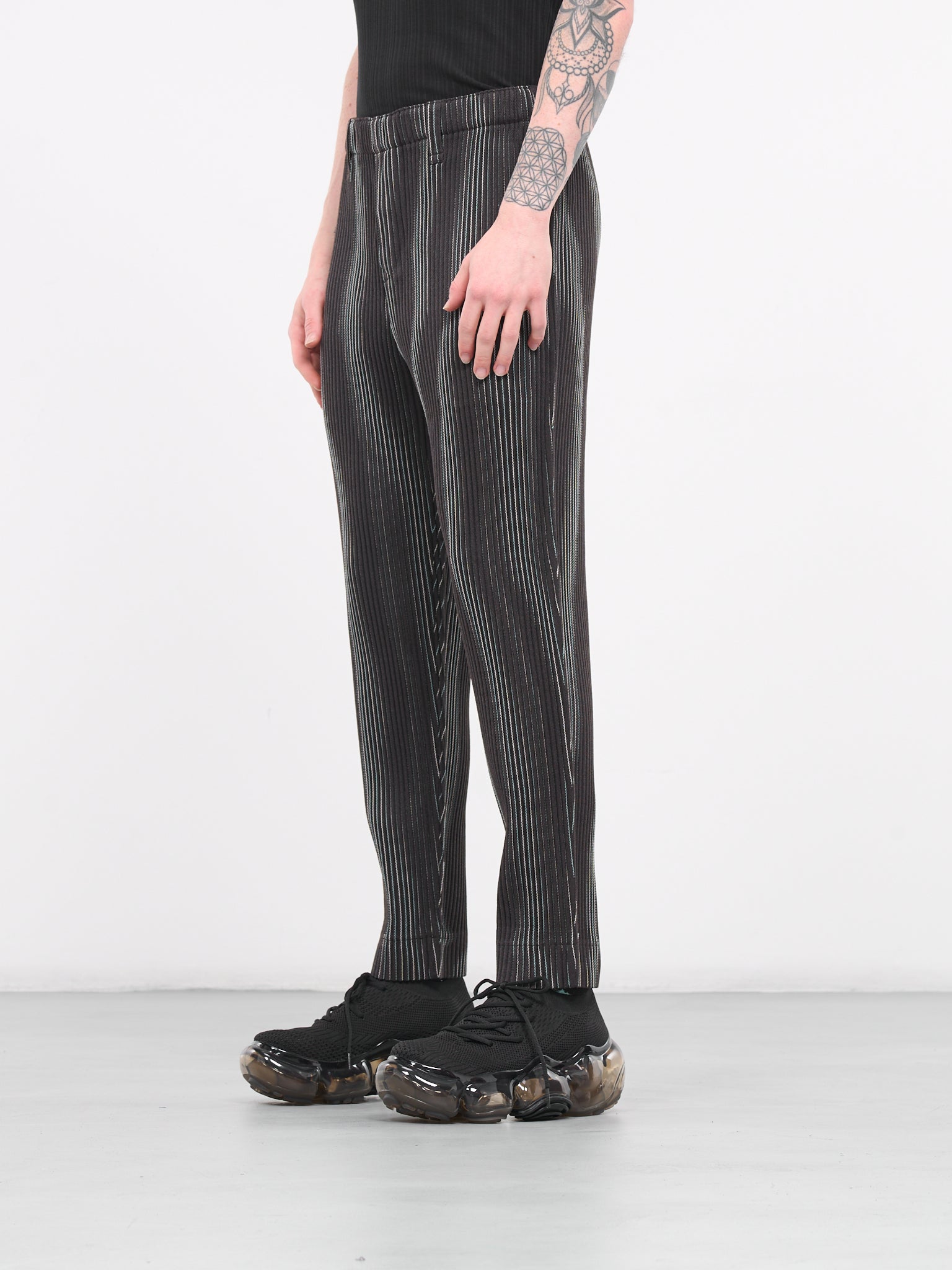 Tweed Pleats Trousers (HP38FF323-44-BROWN)