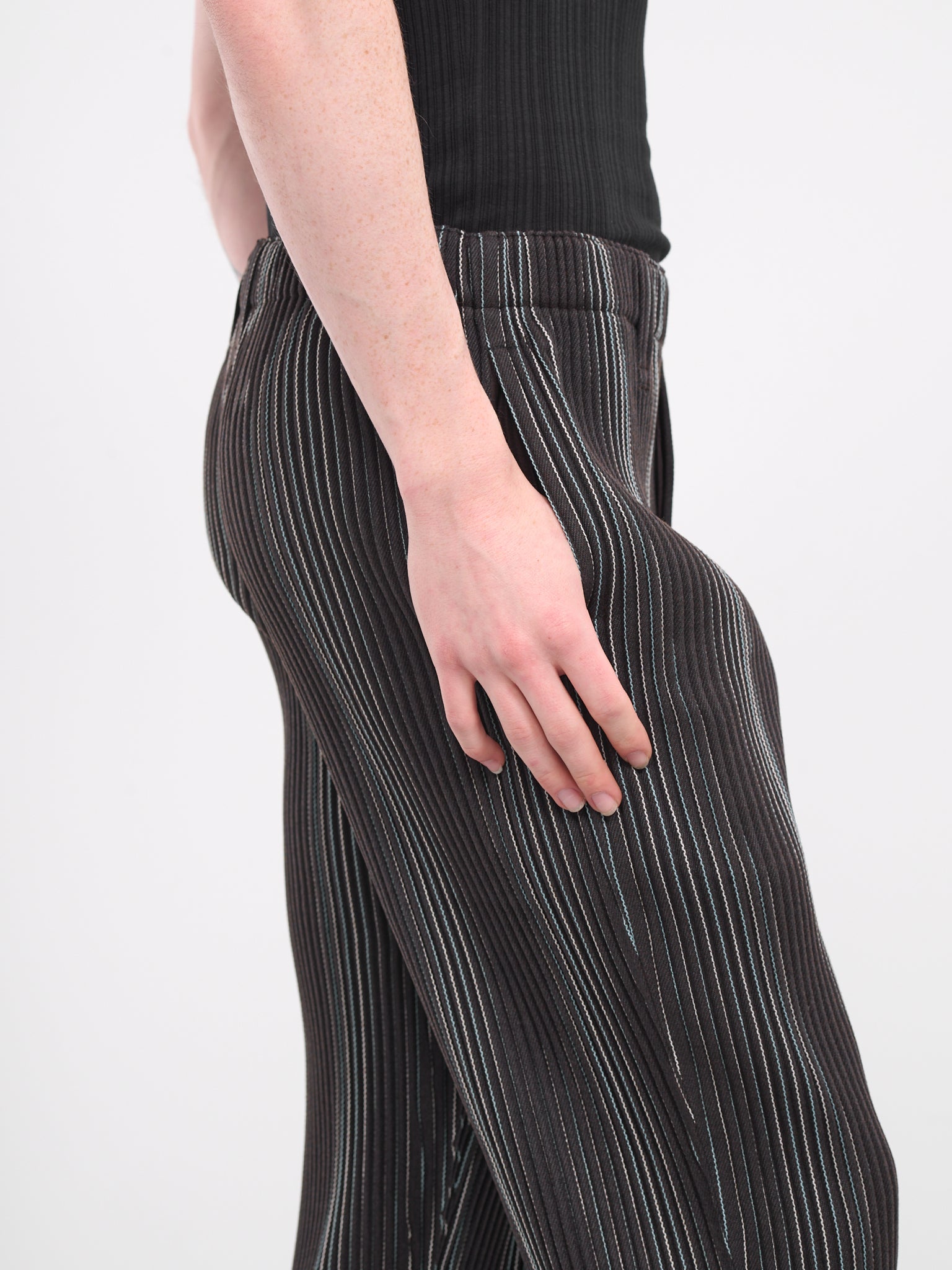 Tweed Pleats Trousers (HP38FF323-44-BROWN)