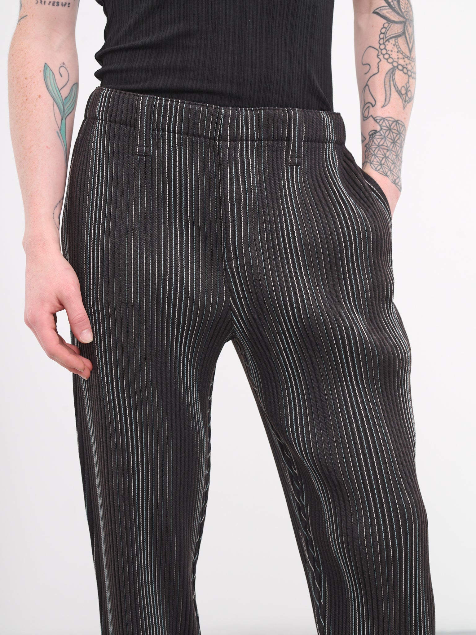 Tweed Pleats Trousers (HP38FF323-44-BROWN)