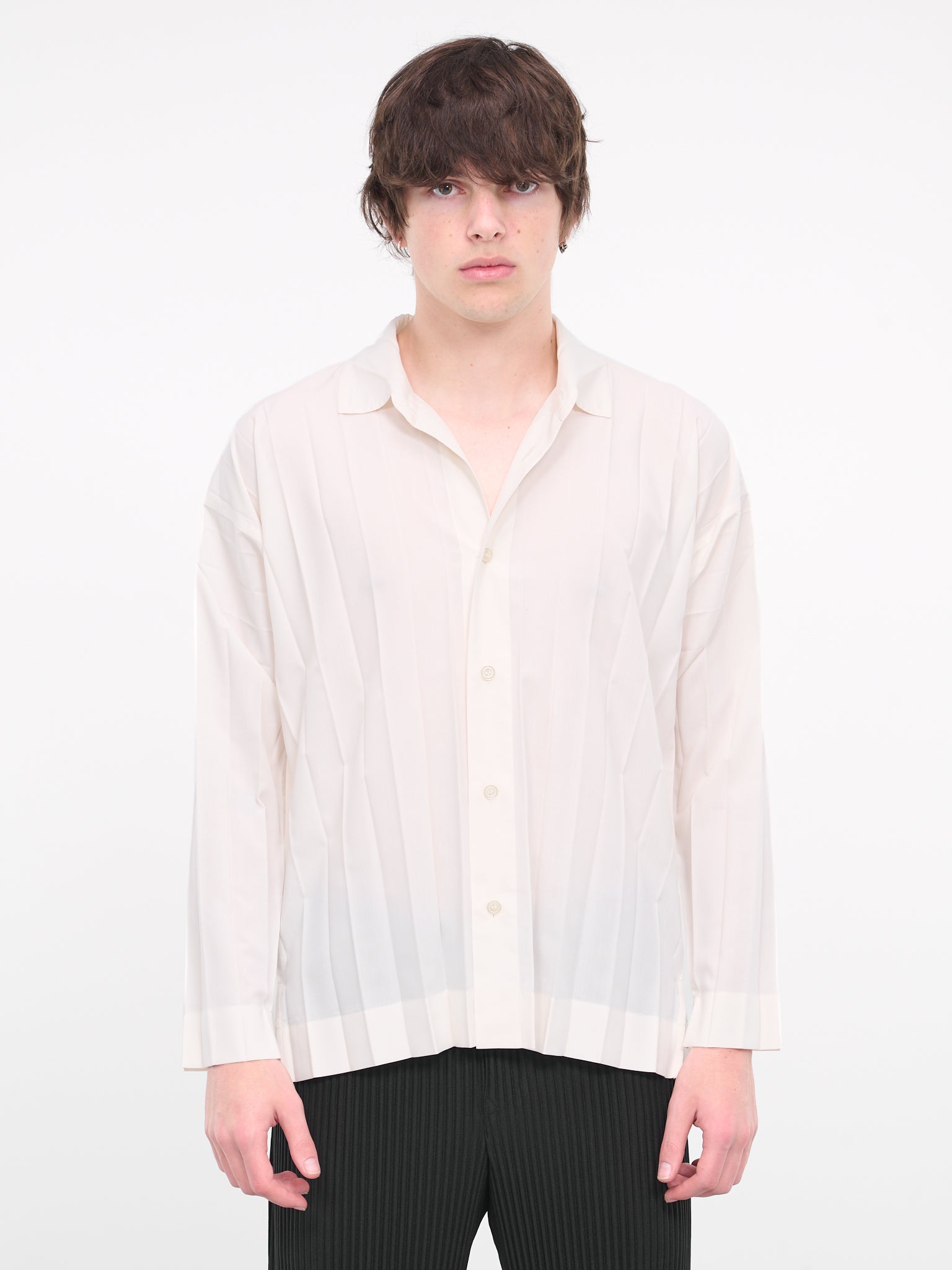 Edge Pleated Shirt (HP46FJ340-01-WHITE)