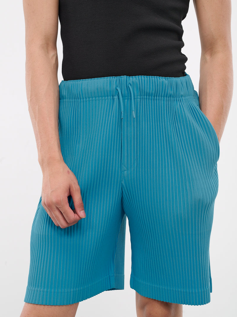 Colorful Pleats Shorts (HP46JF140-74-TURQUOISE-BLUE)