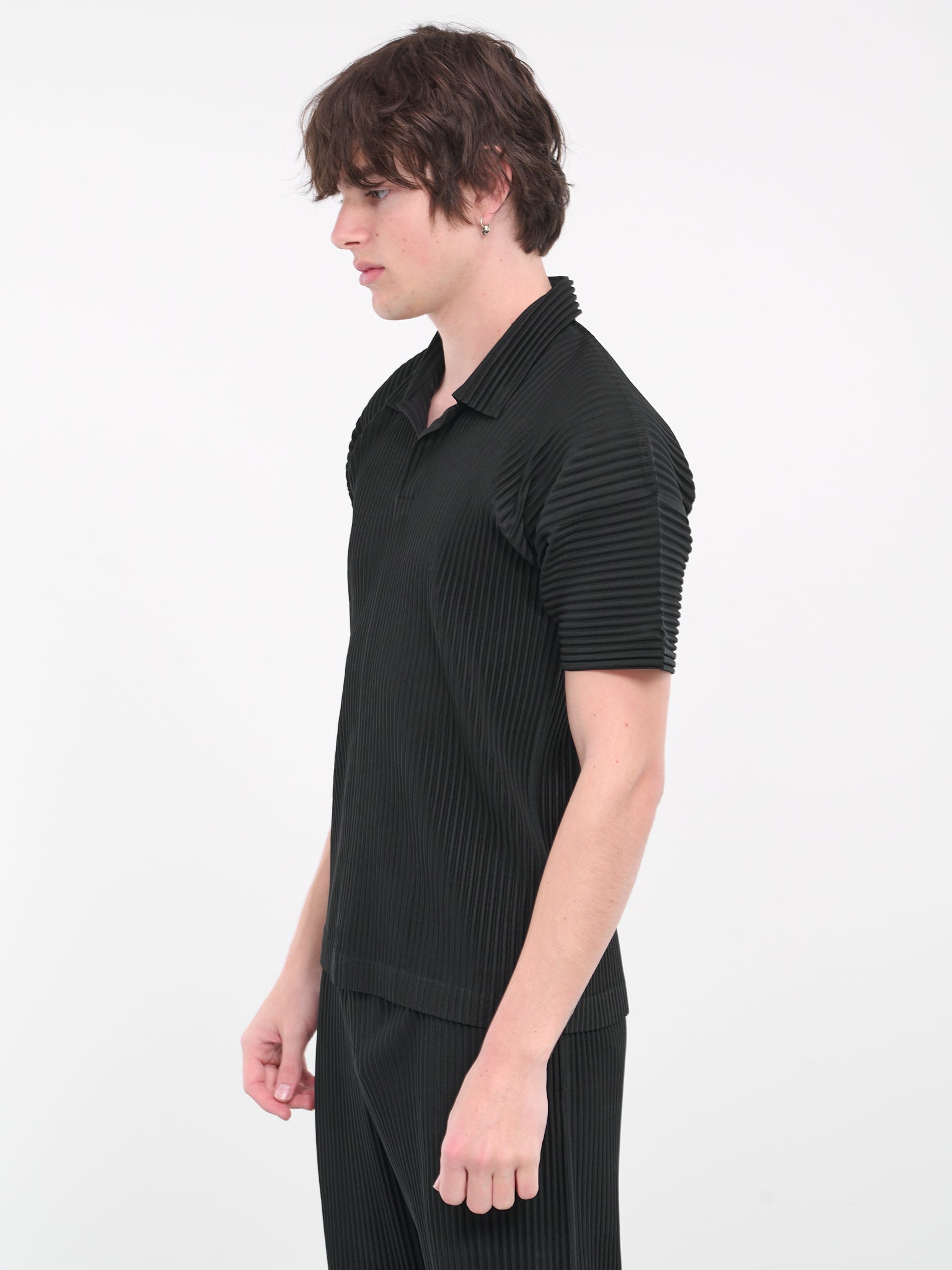 Basics Pleated Polo Shirt (HP46JM430-15-BLACK)