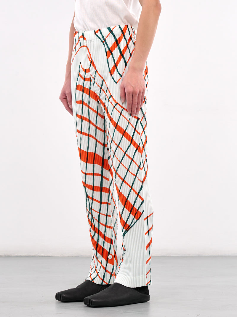 Windswept Plaid Pleated Trousers (HP56JF377-01-WHITE)