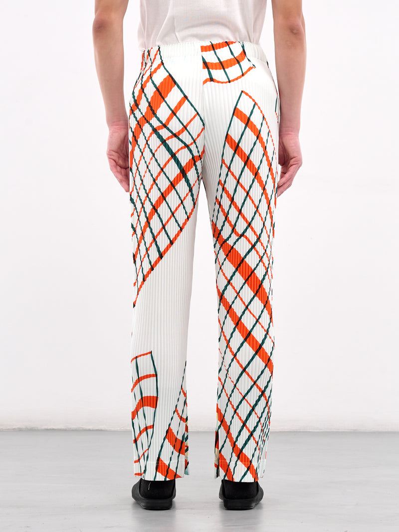 Windswept Plaid Pleated Trousers (HP56JF377-01-WHITE)