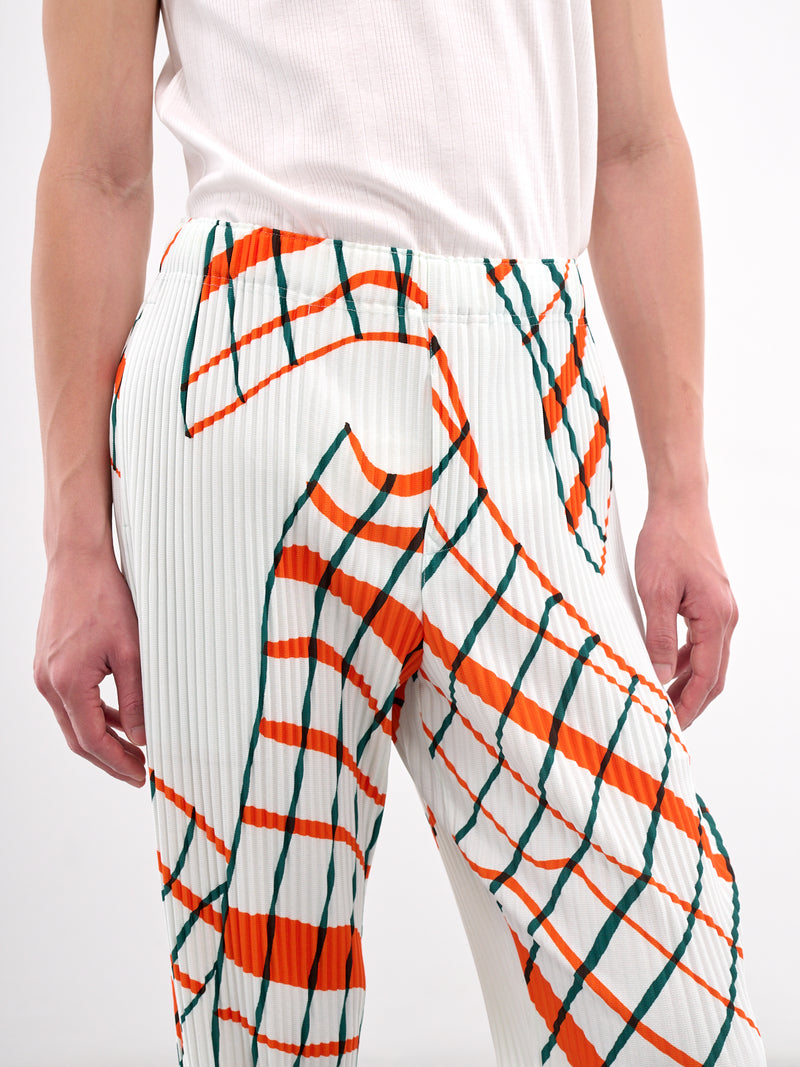 Windswept Plaid Pleated Trousers (HP56JF377-01-WHITE)