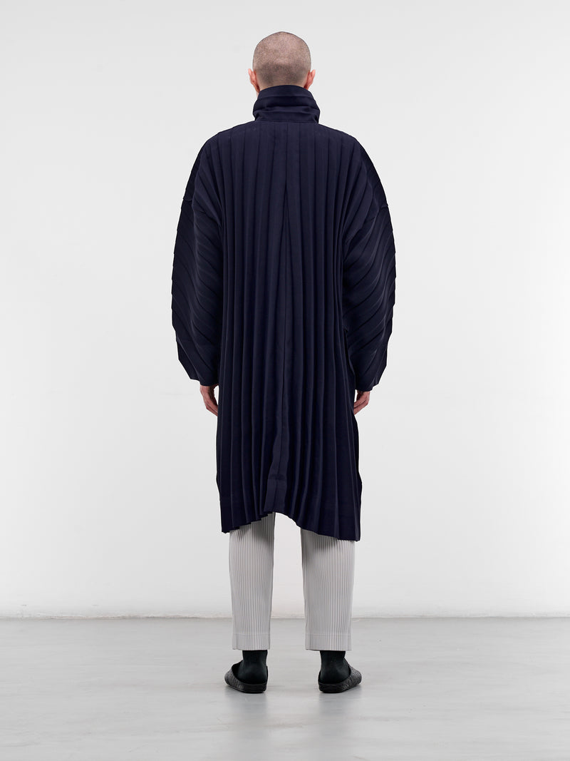 Navy Pleated Edge Coat (HP58FA261-75-NAVY)