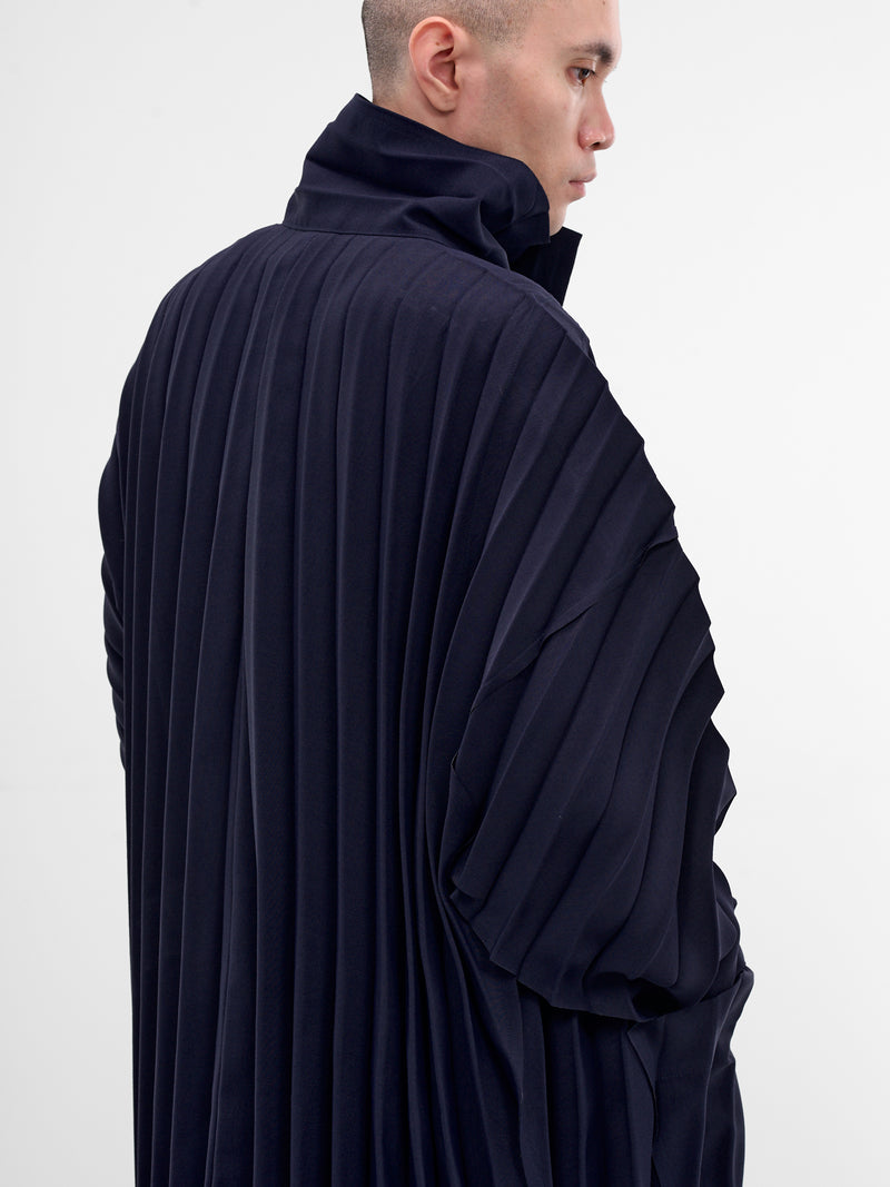 Navy Pleated Edge Coat (HP58FA261-75-NAVY)