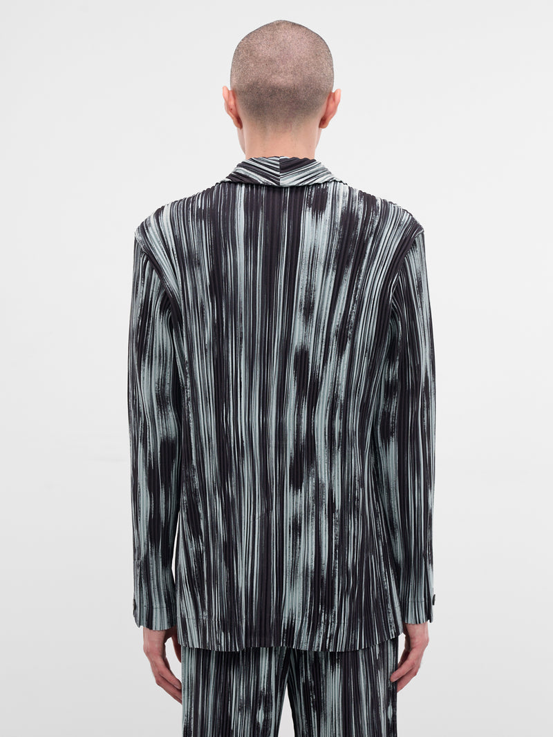 Brushstroke Stripe Pleated Blazer (HP58FD220-15-BLACK)