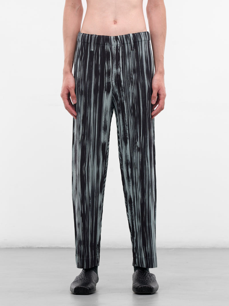Brushstroke Stripe Pleated Relaxed Pants (HP58FF221-15-BLACK)