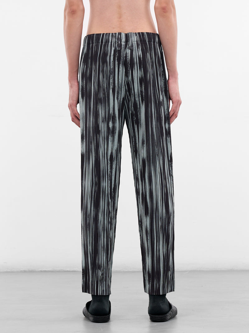 Brushstroke Stripe Pleated Relaxed Pants (HP58FF221-15-BLACK)