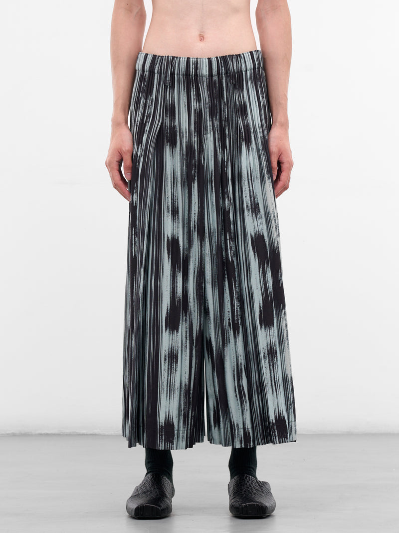 Brushstroke Stripe Pleated Baggy Trousers (HP58FF222-15-BLACK)