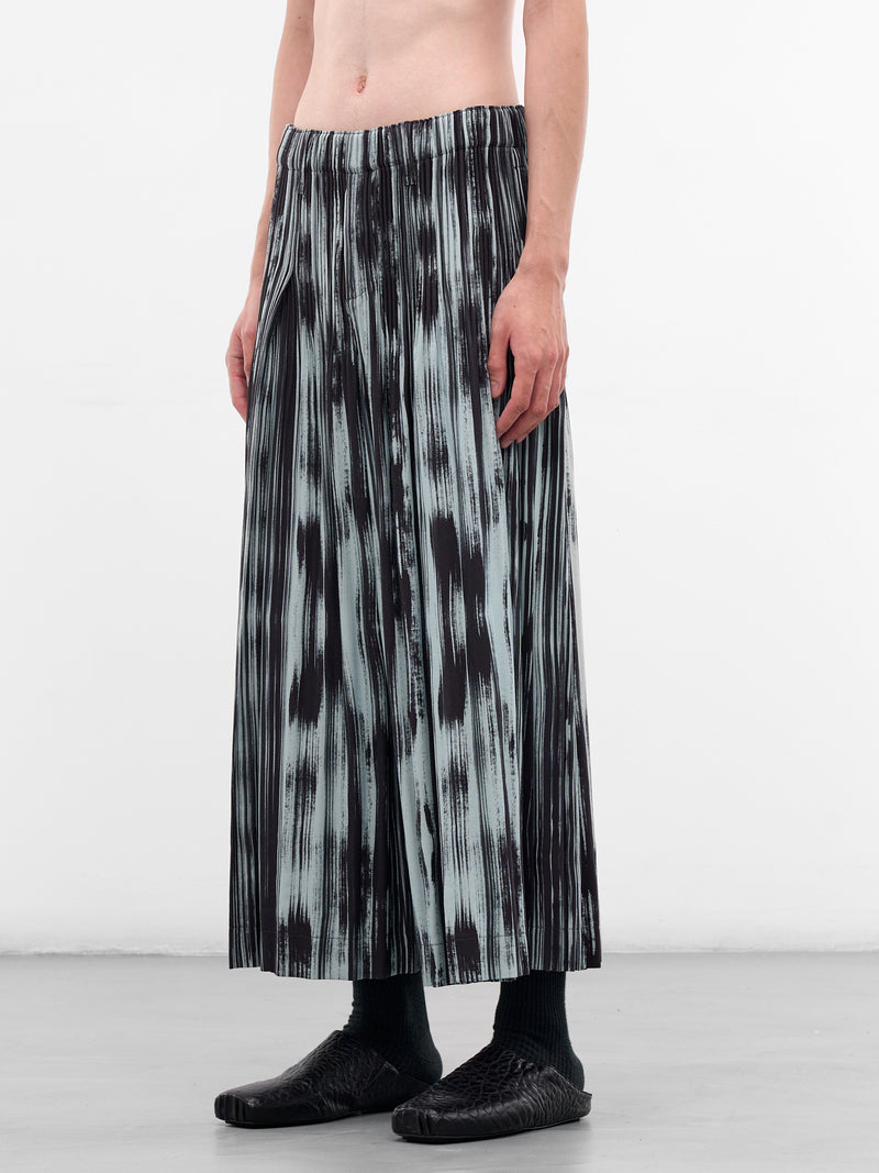 Brushstroke Stripe Pleated Baggy Trousers (HP58FF222-15-BLACK)