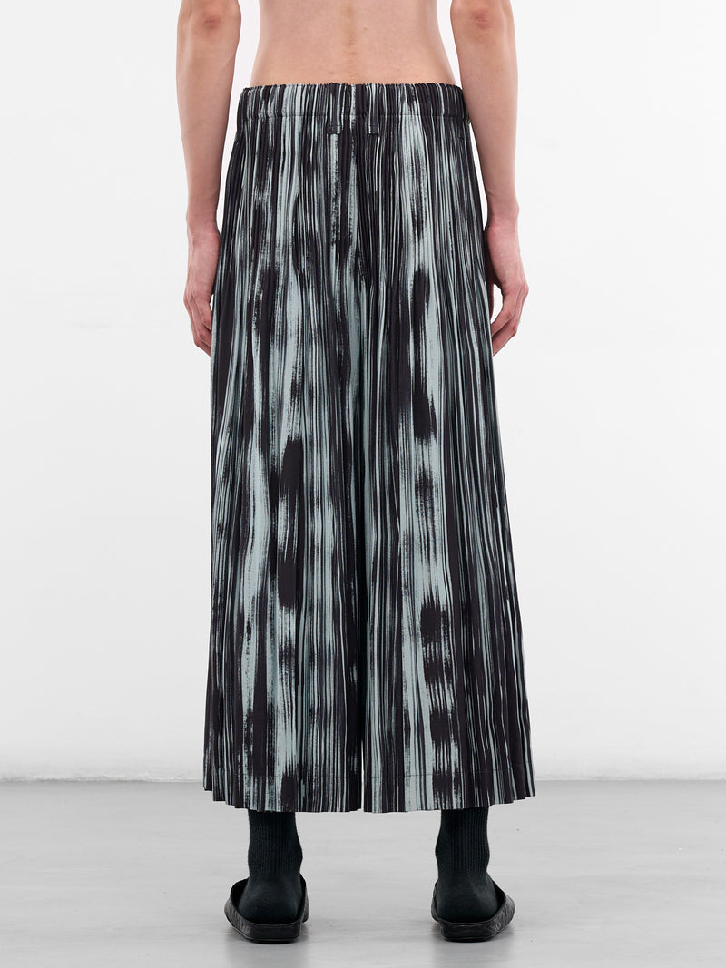 Brushstroke Stripe Pleated Baggy Trousers (HP58FF222-15-BLACK)