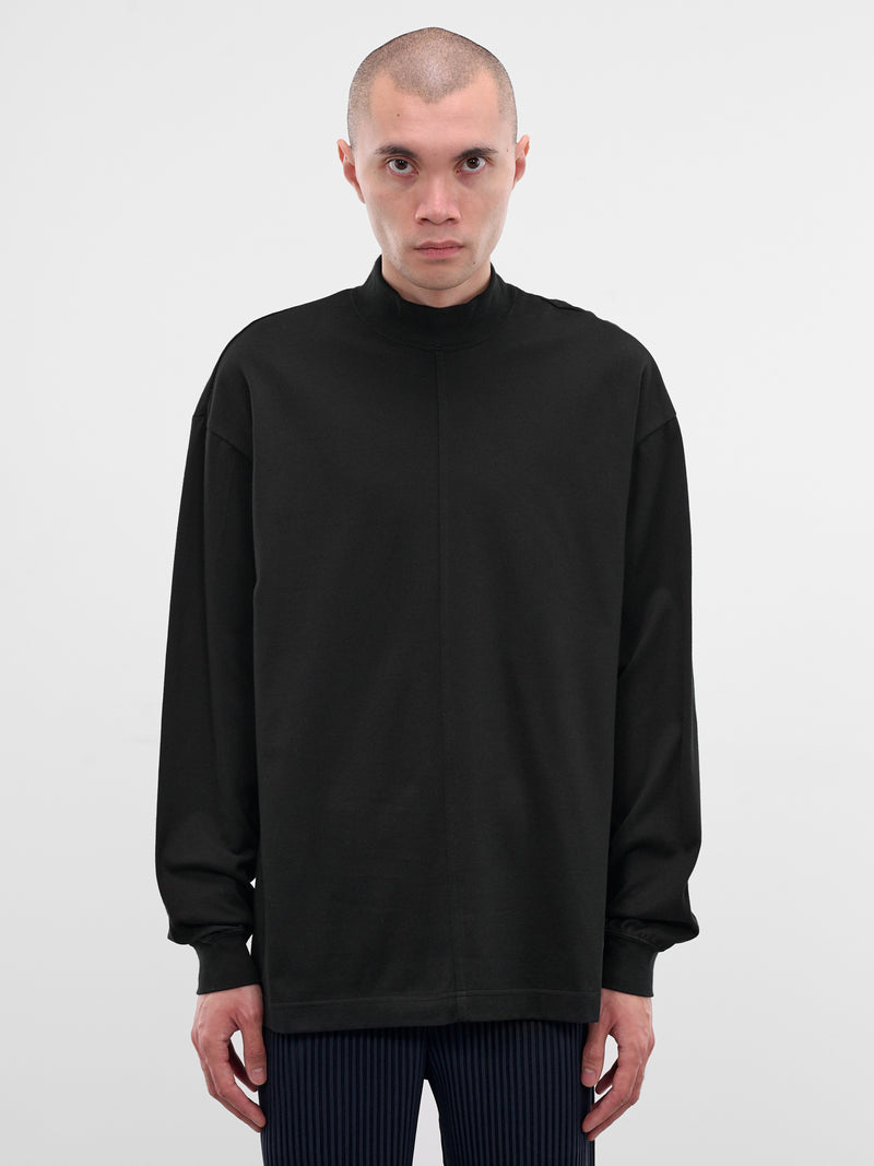 Black Cotton Jersey Turtleneck Tee (HP58JK100-15-BLACK)