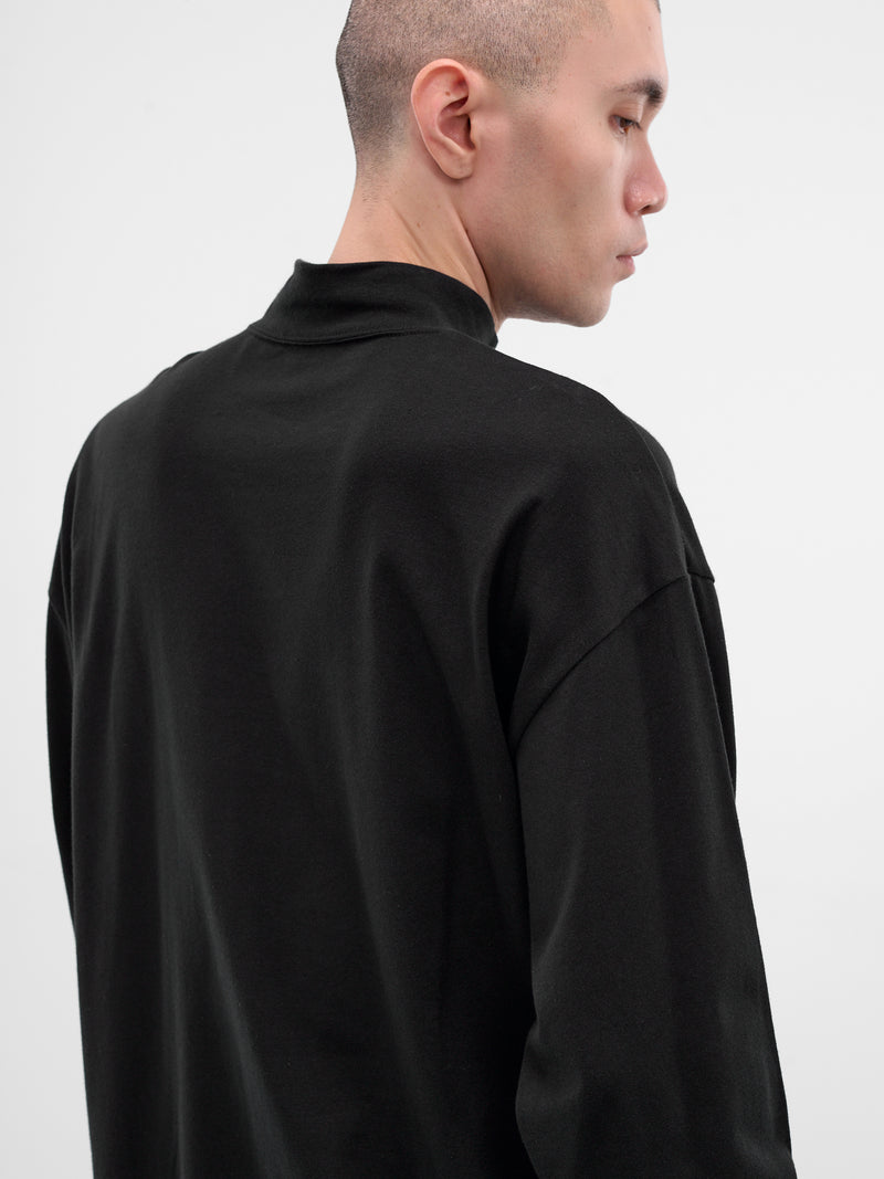 Black Cotton Jersey Turtleneck Tee (HP58JK100-15-BLACK)