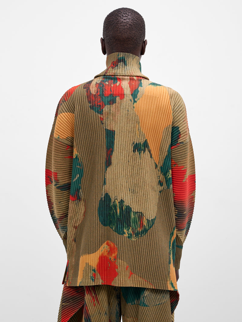 Painted Stone Pleated Long Sleeve (HP58JK211-62-GREEN)