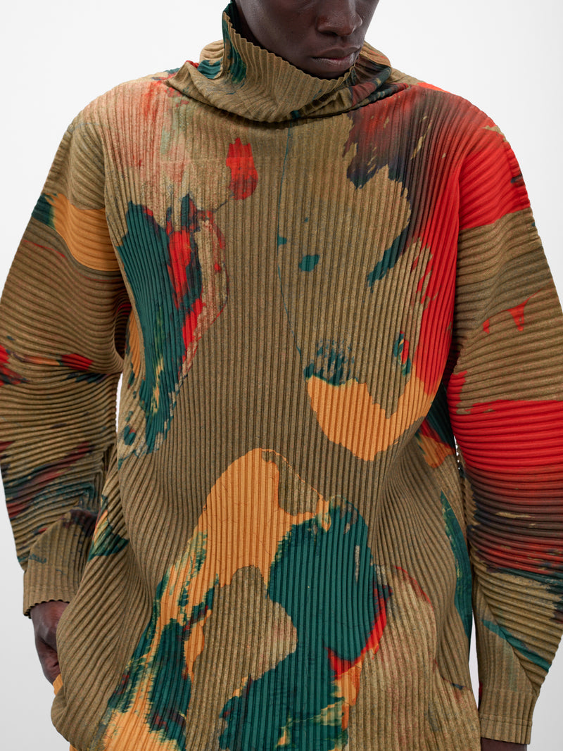 Painted Stone Pleated Long Sleeve (HP58JK211-62-GREEN)