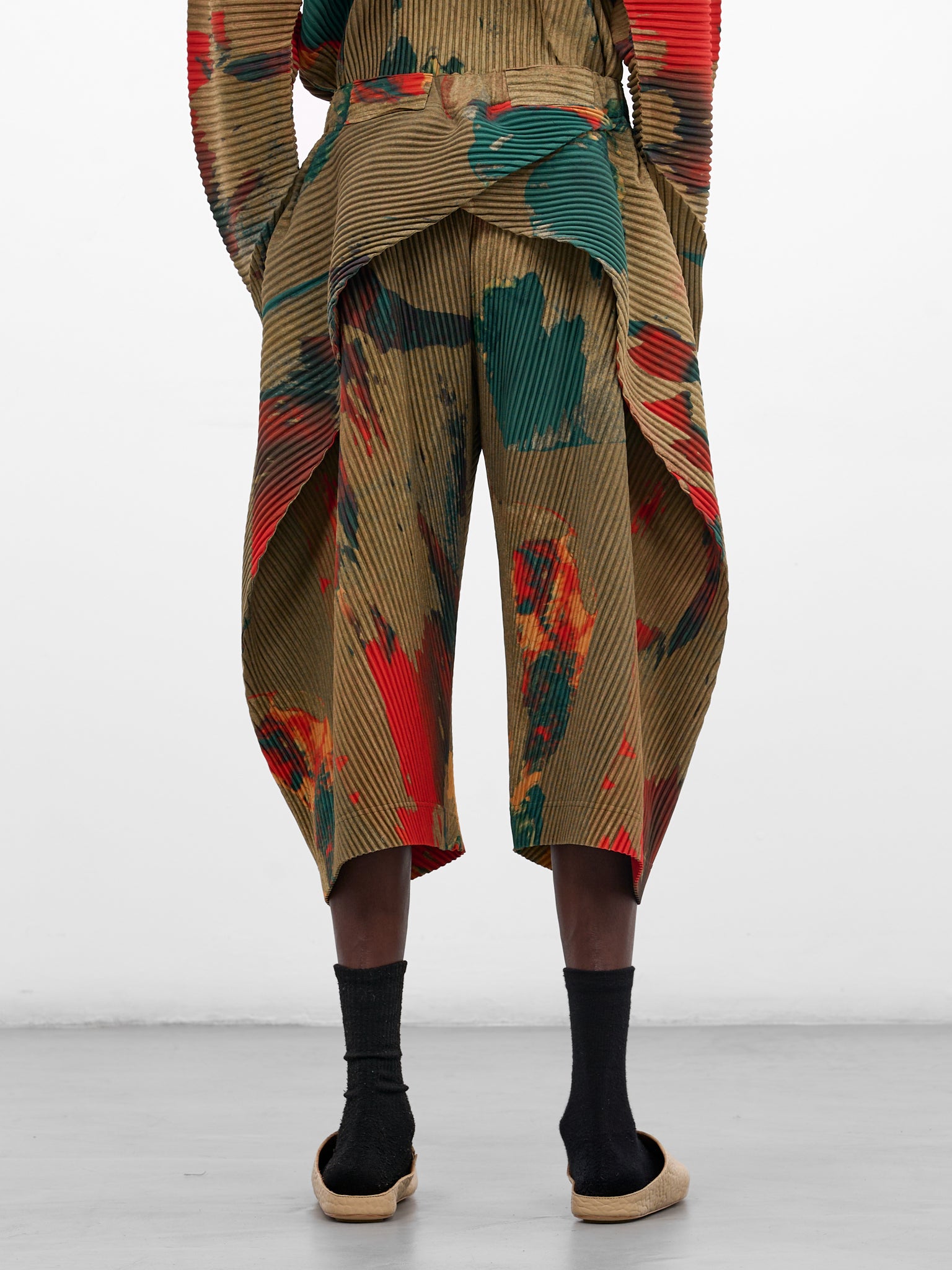 Painted Stone Pleated Cropped Pants (HP58JF212-62-GREEN)