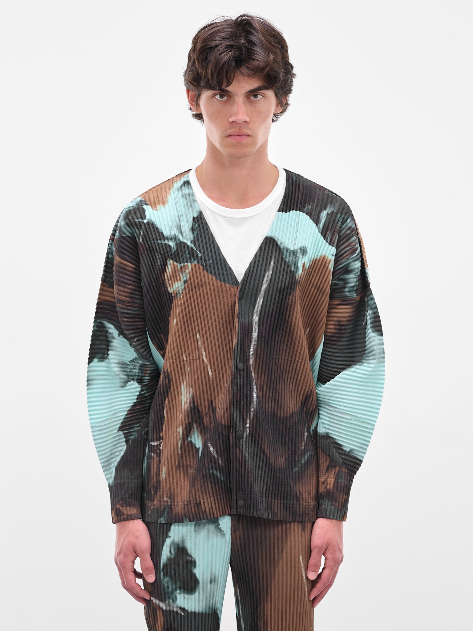 Brown Agate Pleated Cardigan (HP58JL205-44-BROWN)