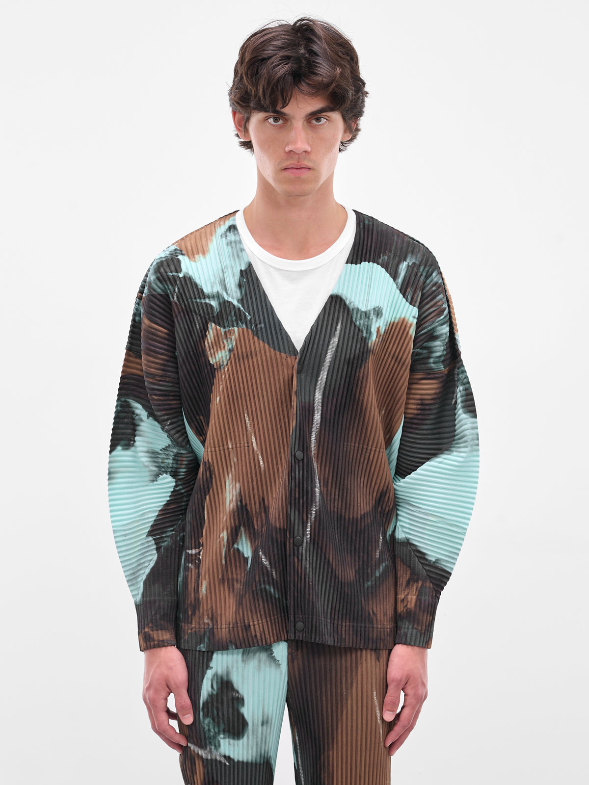Brown Agate Pleated Cardigan (HP58JL205-44-BROWN)